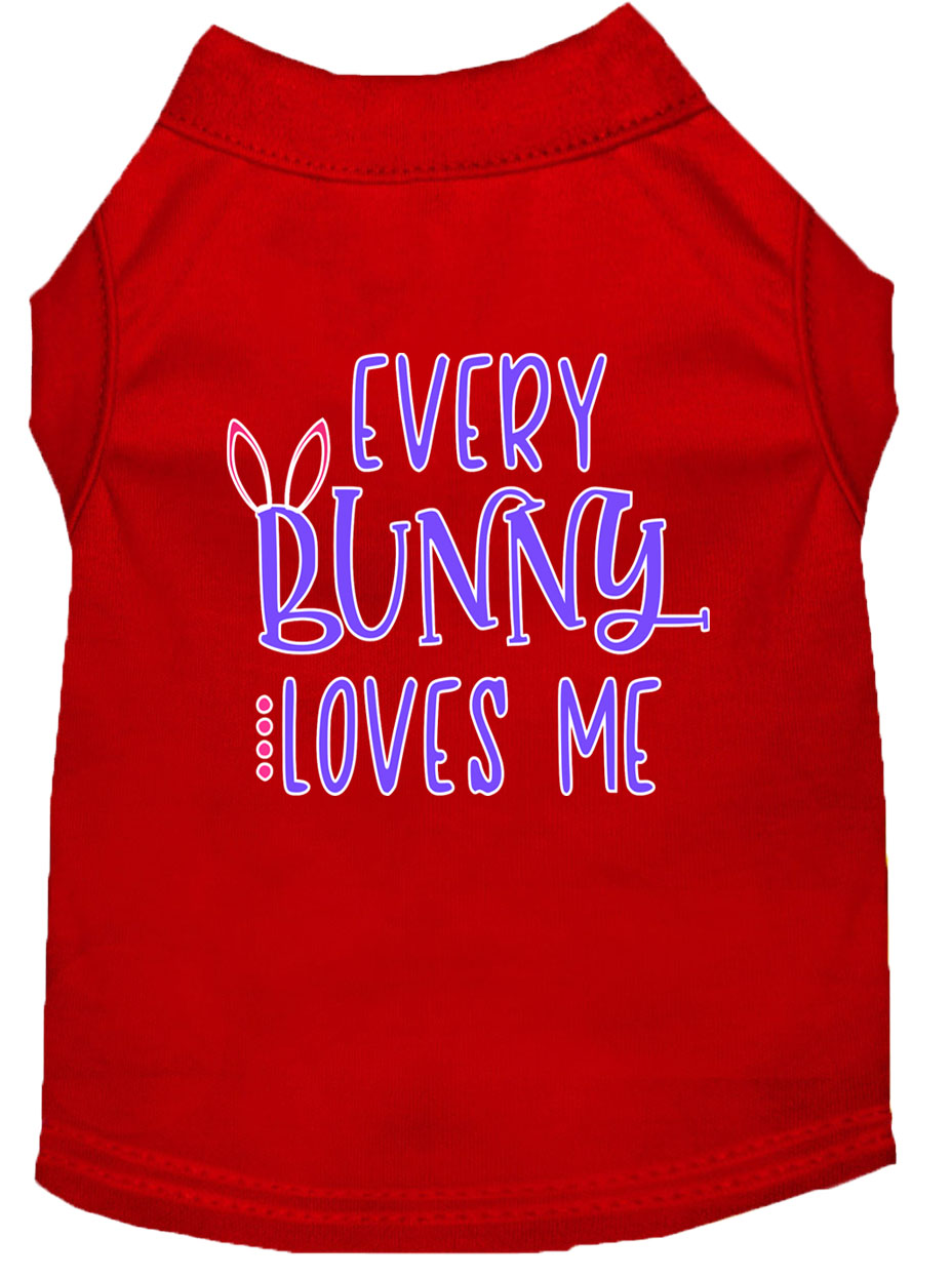 Every Bunny Loves me Screen Print Dog Shirt Red Lg